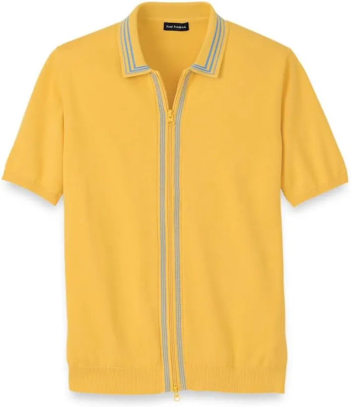 Paul Fredrick Men's Cotton Full Zip Polo
