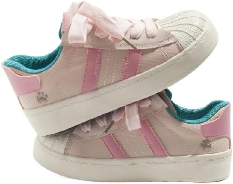 Paw Retro Shell-Toe Cute Shoes - Y2K Kawaii Chunky Sneakers for Women & Girls, Comfy Breathable White Casual Trainer for Back to School, Beach Travel, Campus Concerts, All-Match Minimalist Streetwear