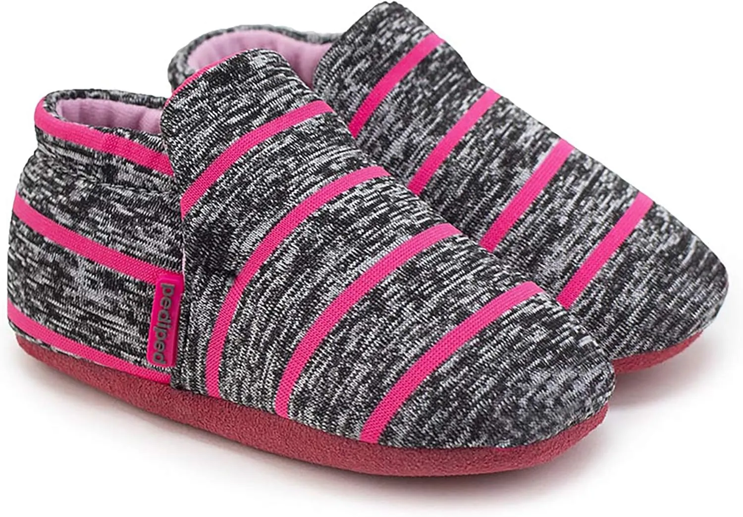pediped Baby Girls Slipper Crib Shoe, Grey Pink, 6 Months-12 Months Infant