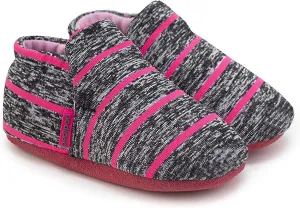 pediped Baby Girls Slipper Crib Shoe, Grey Pink, 6 Months-12 Months Infant