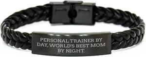 Personal Trainer Fitness Motivational Interlaced Leather Christmas Unique Gifts from Mom, Gifts for Personal Trainer Friend Family