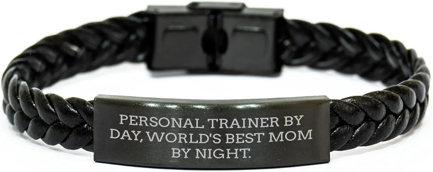 Personal Trainer Fitness Motivational Interlaced Leather Christmas Unique Gifts from Mom, Gifts for Personal Trainer Friend Family