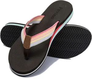Pevino Women's Orthotic Flip Flops,Casual Comfortable Yoga Mat Thong Sandal with Arch Support