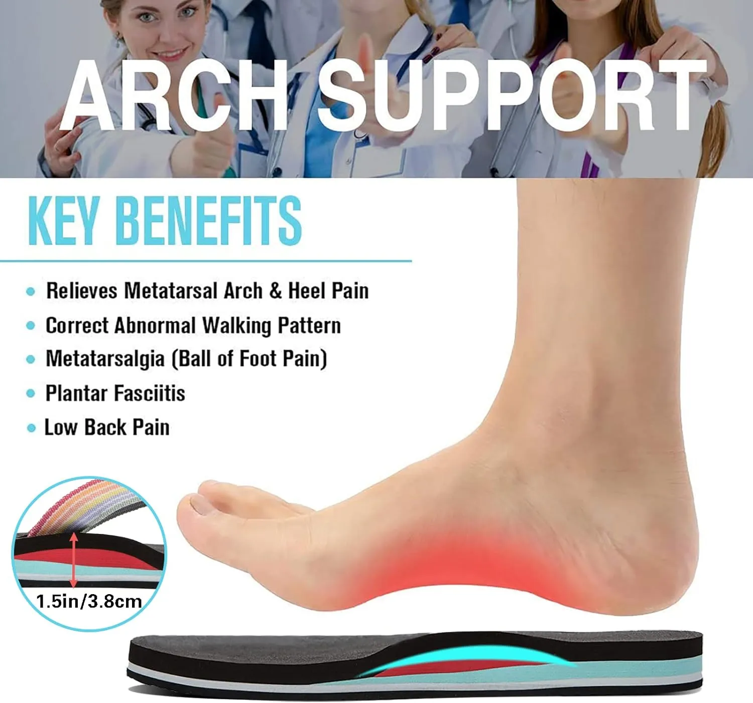 Pevino Women's Orthotic Flip Flops,Casual Comfortable Yoga Mat Thong Sandal with Arch Support