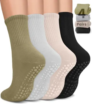 Pilates Socks with Grips for Women, Non-Slip Yoga Athletic Socks for Barre Barefoot Workout Hospital