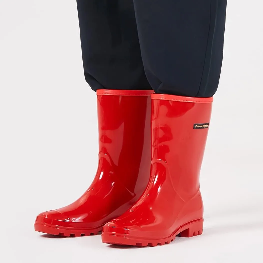 planone Mid Calf Waterproof Rain Boots For Women Anti-Slipping Garden Shoes Comfortable Insoles Stylish Light Rain Shoes Outdoor Work Shoes