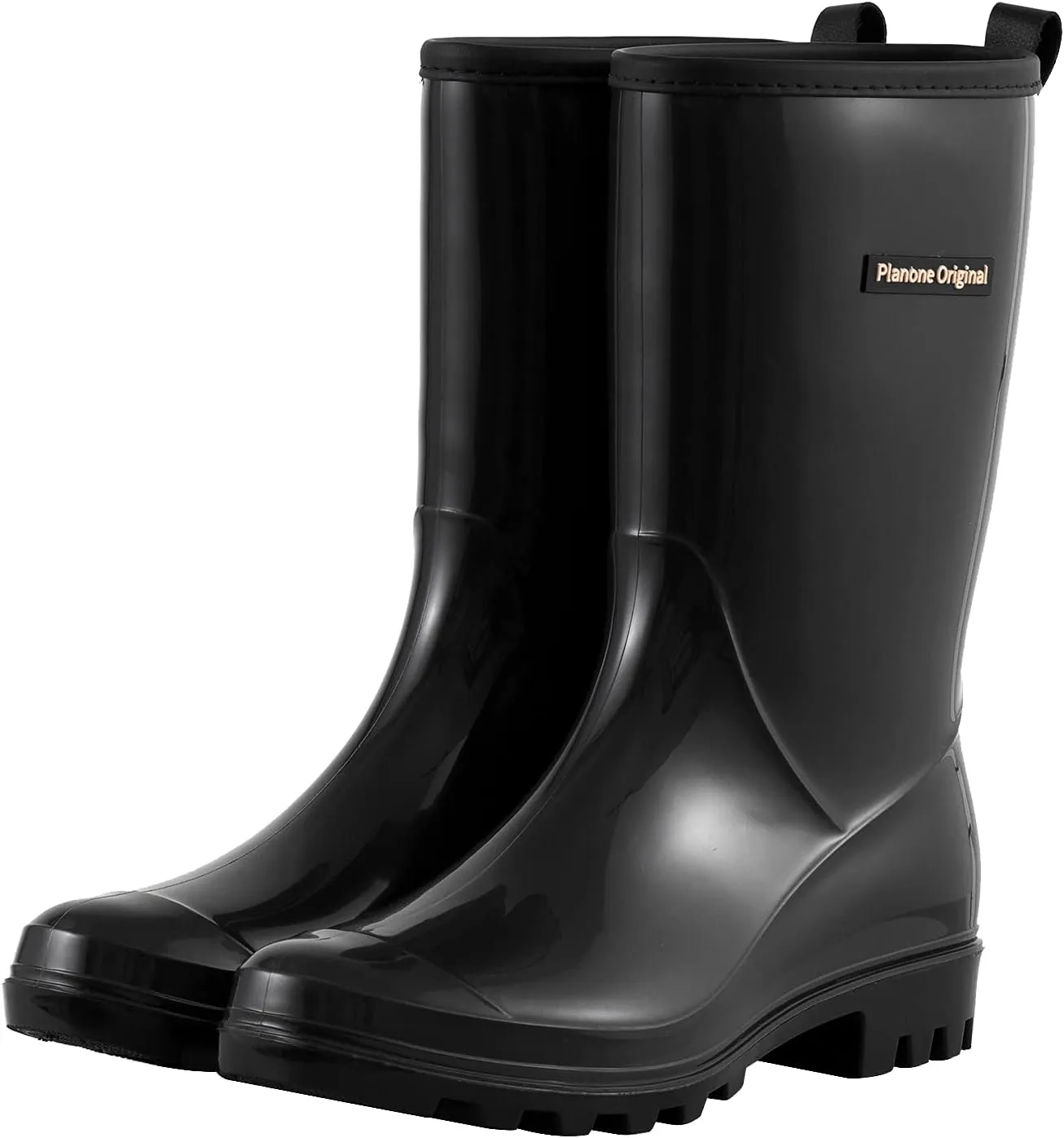 planone Mid Calf Waterproof Rain Boots For Women Anti-Slipping Garden Shoes Comfortable Insoles Stylish Light Rain Shoes Outdoor Work Shoes