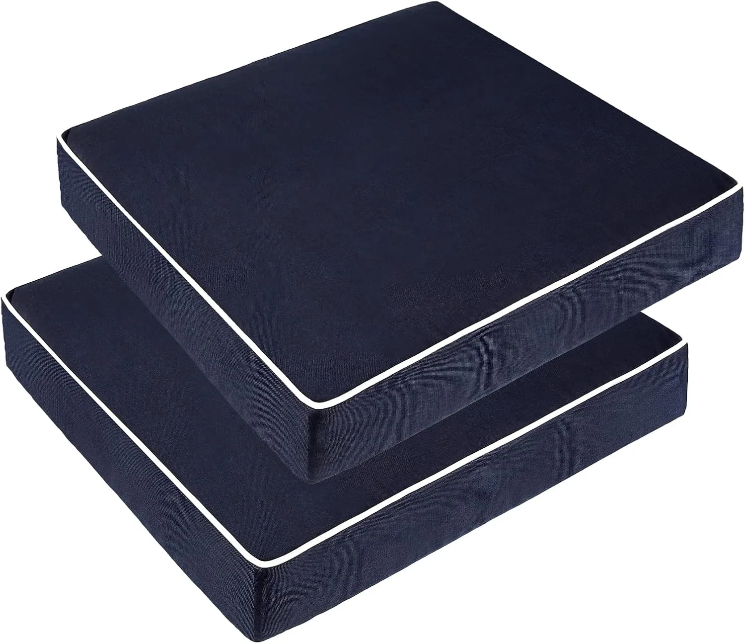 PNP FKJP 2 Pack Outdoor Chair Cushion 20" X 20" X 4", Waterproof Outdoor Seat Cushions with Non-Skid Ties, Navy (Cushion   Cover)