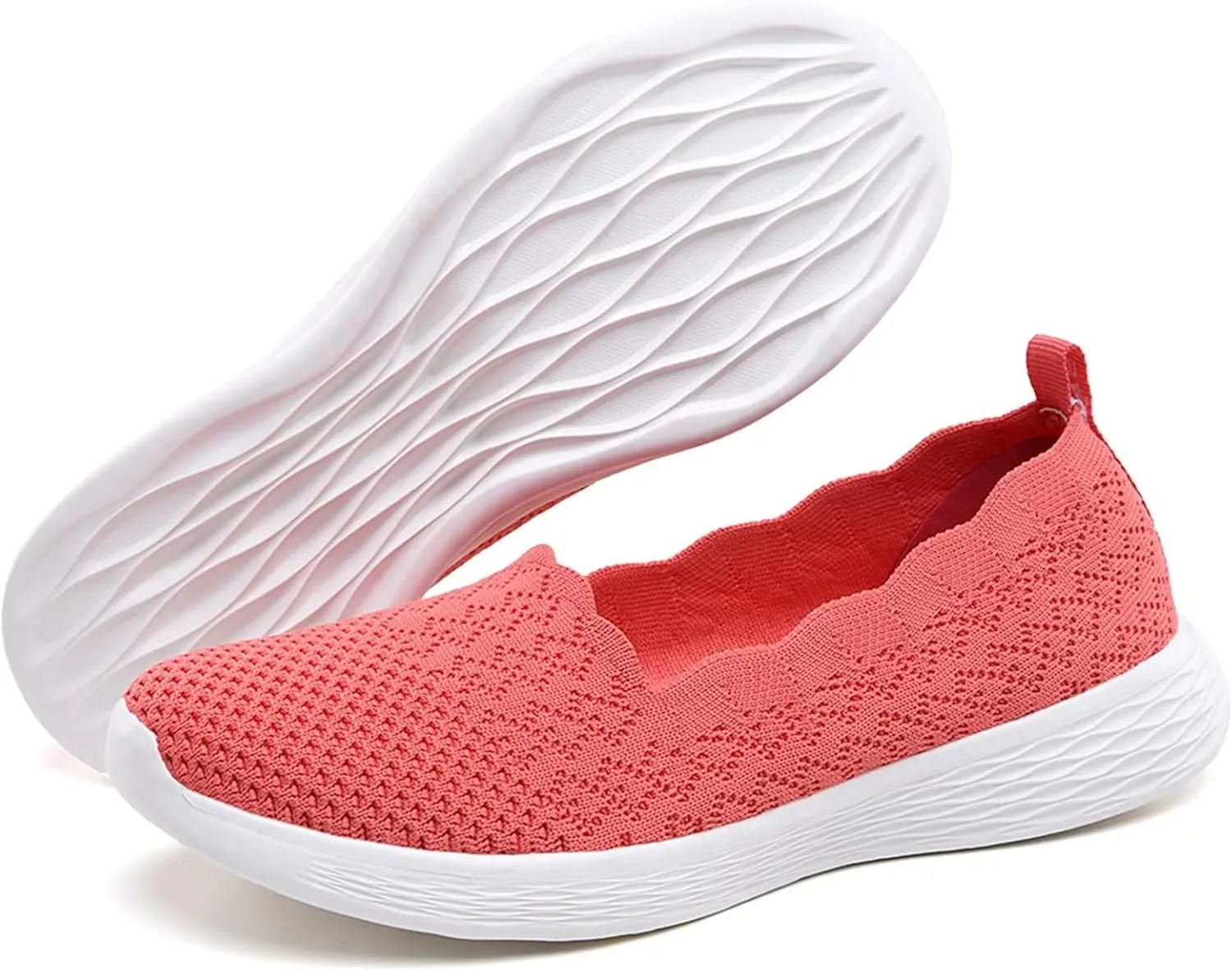 poemlady Women's Slip on Loafer Shoes - Mesh Casual Ballet Flat Nurse Walking Sneakers Knit Round Toe Memory Foam Casual Shoes