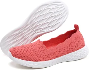 poemlady Women's Slip on Loafer Shoes - Mesh Casual Ballet Flat Nurse Walking Sneakers Knit Round Toe Memory Foam Casual Shoes