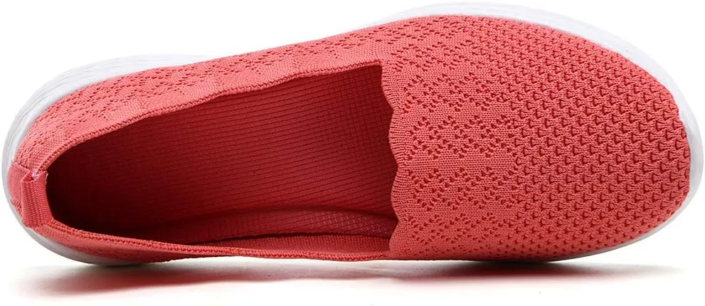 poemlady Women's Slip on Loafer Shoes - Mesh Casual Ballet Flat Nurse Walking Sneakers Knit Round Toe Memory Foam Casual Shoes