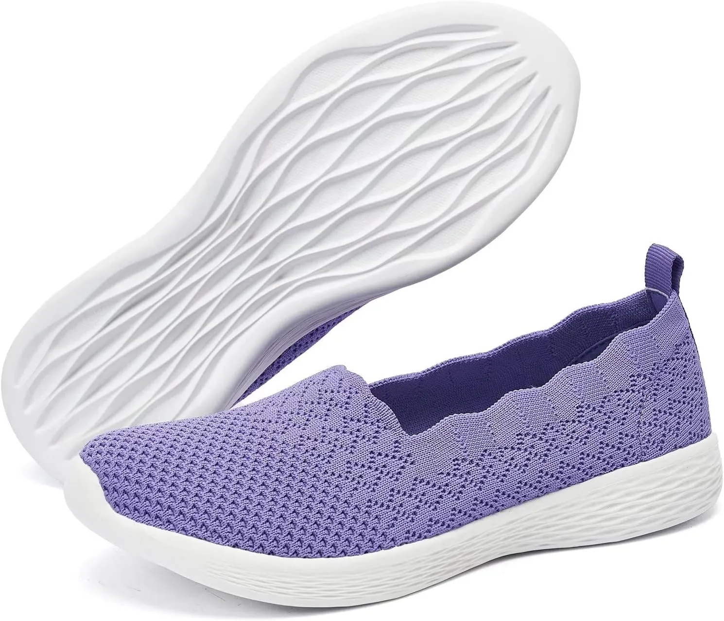 poemlady Women's Slip on Loafer Shoes - Mesh Casual Ballet Flat Nurse Walking Sneakers Knit Round Toe Memory Foam Casual Shoes