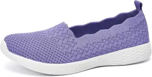 poemlady Women's Slip on Loafer Shoes - Mesh Casual Ballet Flat Nurse Walking Sneakers Knit Round Toe Memory Foam Casual Shoes