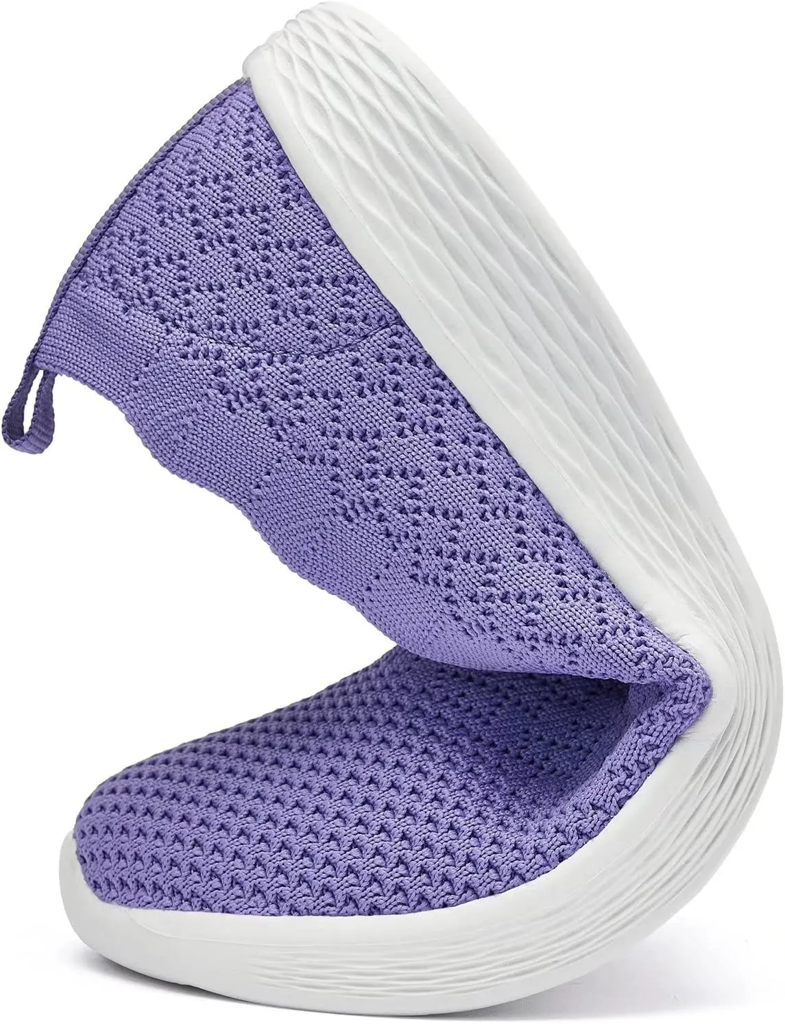 poemlady Women's Slip on Loafer Shoes - Mesh Casual Ballet Flat Nurse Walking Sneakers Knit Round Toe Memory Foam Casual Shoes