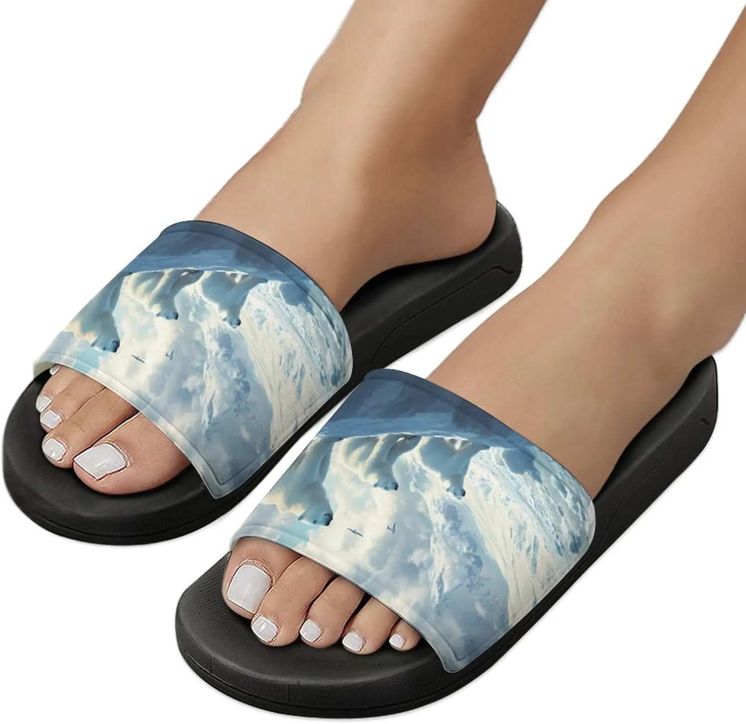 Polar Bears Ice Floes Arctic Ocean Shower Sandals Home Slippers Non-Slip Quick Drying Beach Bathroom Slipper