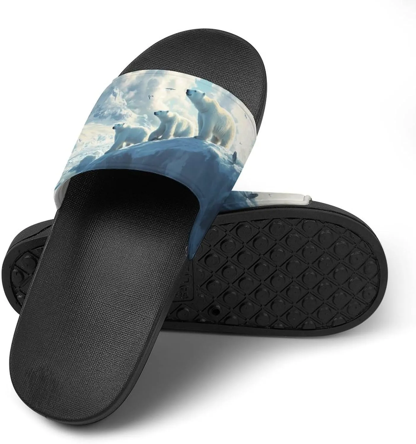 Polar Bears Ice Floes Arctic Ocean Shower Sandals Home Slippers Non-Slip Quick Drying Beach Bathroom Slipper