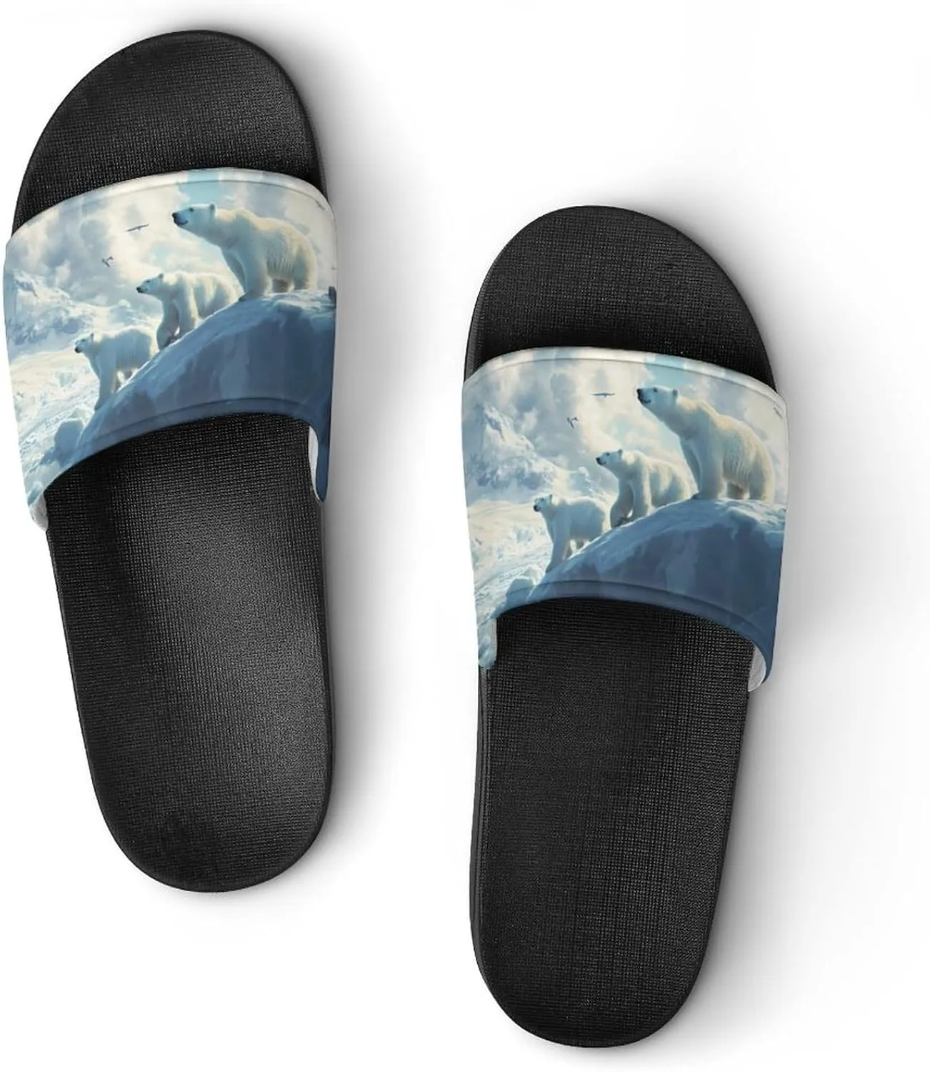 Polar Bears Ice Floes Arctic Ocean Shower Sandals Home Slippers Non-Slip Quick Drying Beach Bathroom Slipper