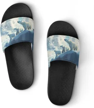 Polar Bears Ice Floes Arctic Ocean Shower Sandals Home Slippers Non-Slip Quick Drying Beach Bathroom Slipper