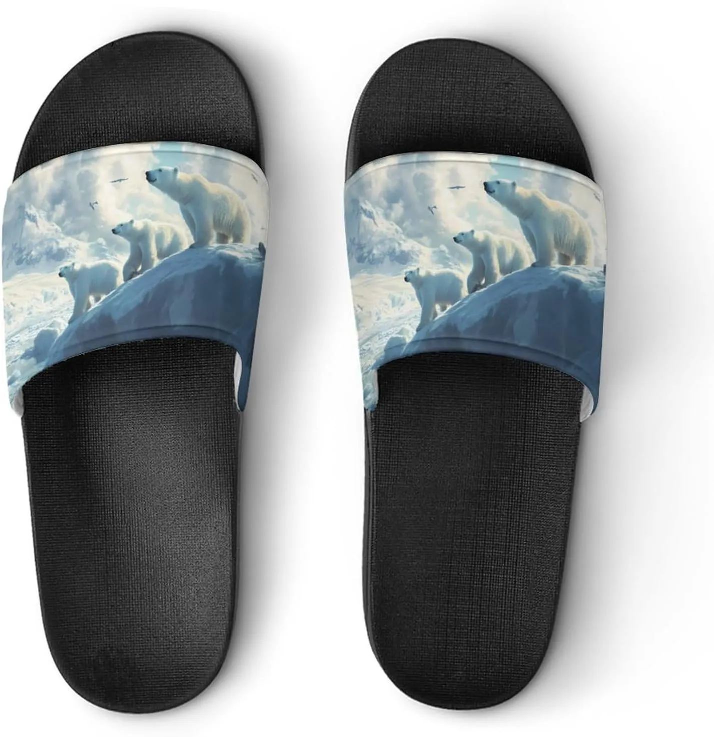 Polar Bears Ice Floes Arctic Ocean Shower Sandals Home Slippers Non-Slip Quick Drying Beach Bathroom Slipper