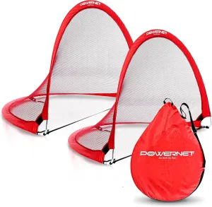 Powernet Soccer Goal, Set of 2 Pop Up Goals for Backyard, Kids Outdoor Indoor Soccer Net, Portable Training Equipment, Collapsible Mini Goalie Net (3 Sizes)