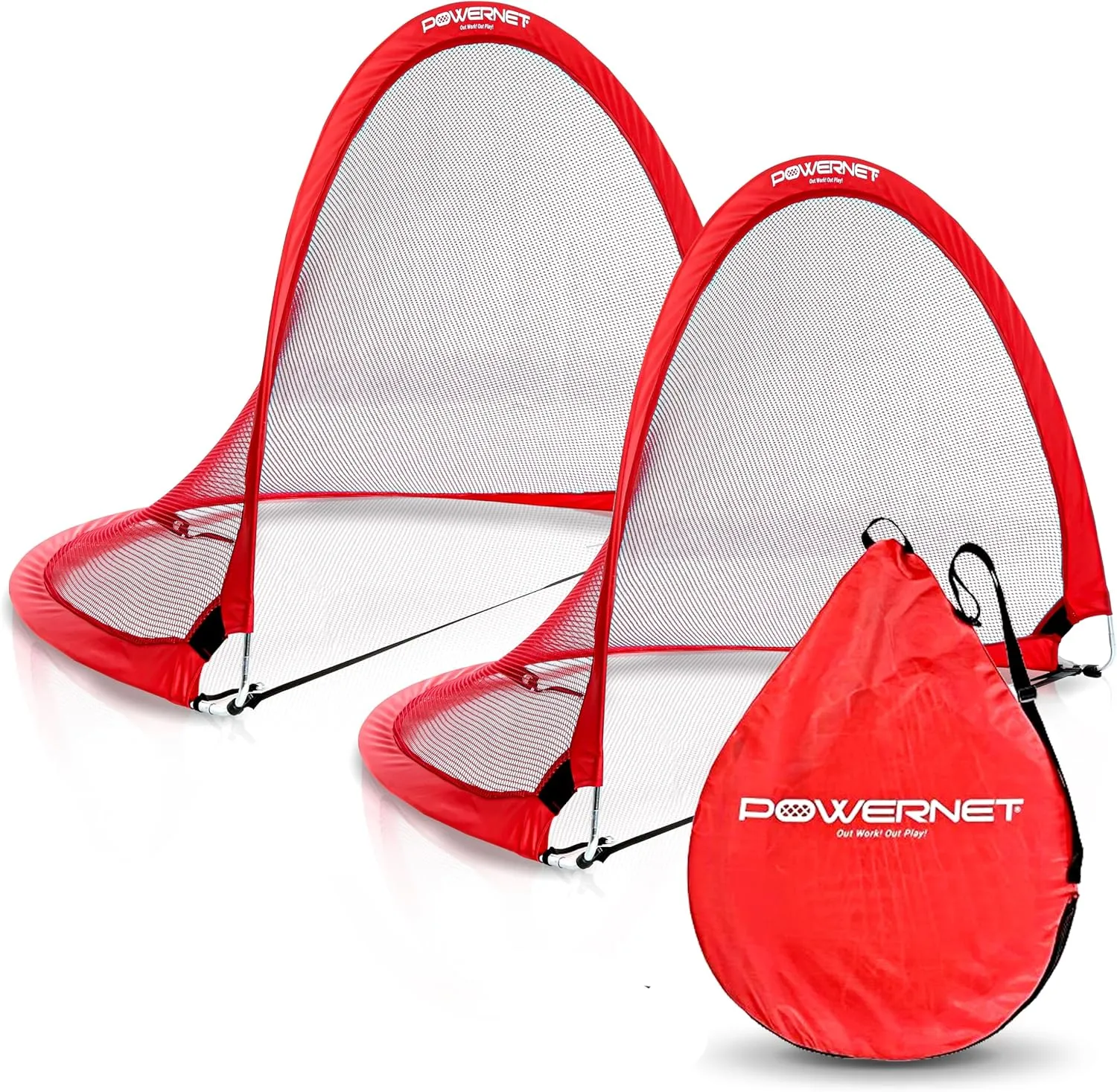 Powernet Soccer Goal, Set of 2 Pop Up Goals for Backyard, Kids Outdoor Indoor Soccer Net, Portable Training Equipment, Collapsible Mini Goalie Net (3 Sizes)