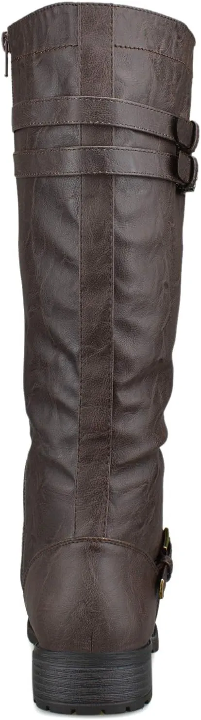 Premier Standard - Women's Lace-Up Strappy Knee High Combat Stacked Heel Boot