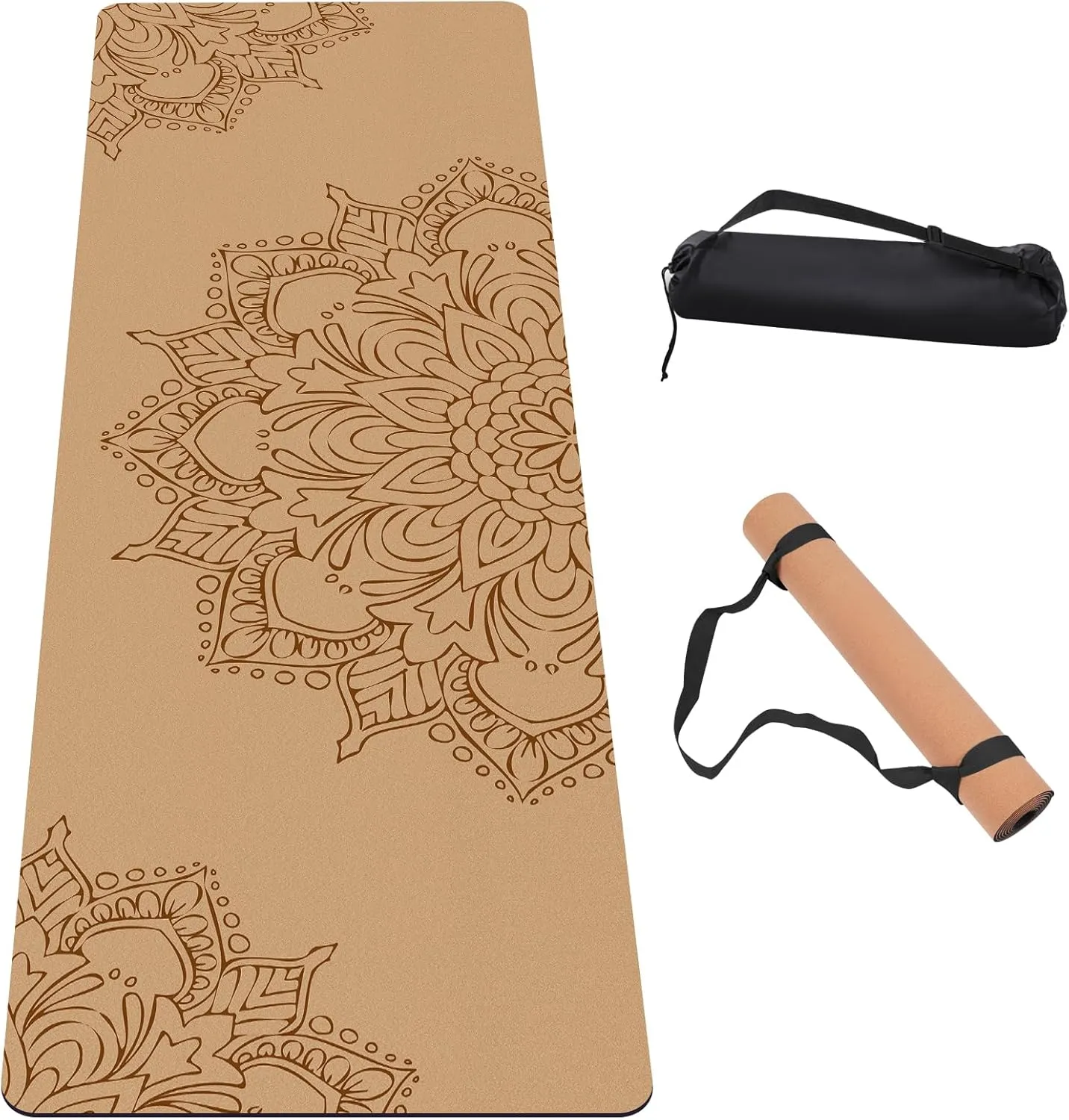 Premium Cork Yoga Mat Non Slip Thick Cork Exercise & Fitness Mat for Yoga, Pilates, & Home Workouts(72" x 24" x 5mm Thick)