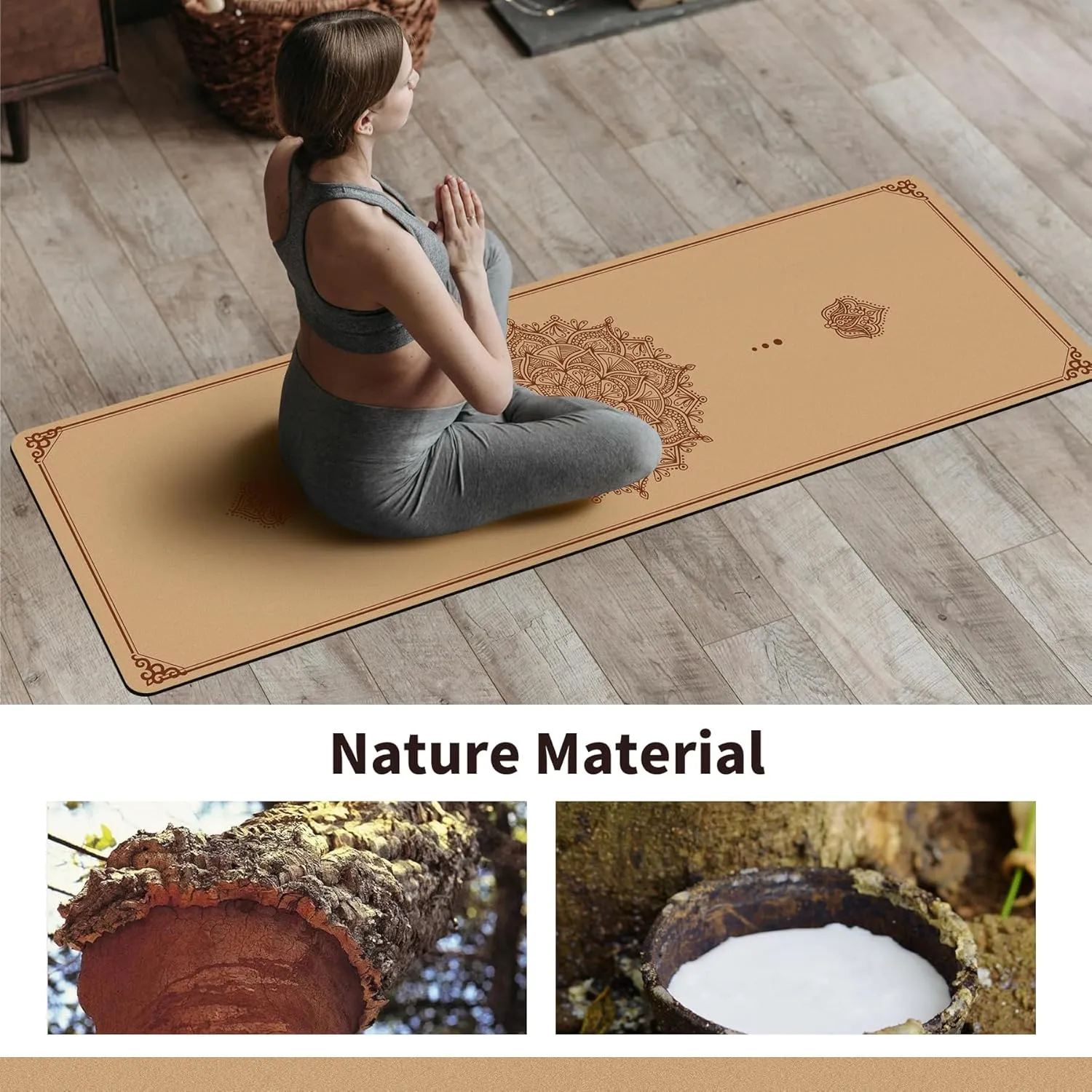 Premium Cork Yoga Mat Non Slip Thick Cork Exercise & Fitness Mat for Yoga, Pilates, & Home Workouts(72" x 24" x 5mm Thick)