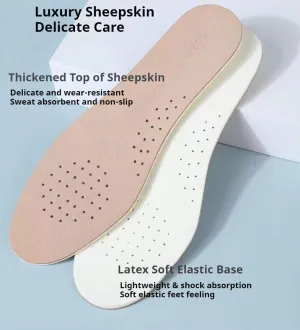 Premium Sheepskin Leather Insoles, 2 Pairs, Soft Lambskin Feet Cushions, Breathable Shoe Pads