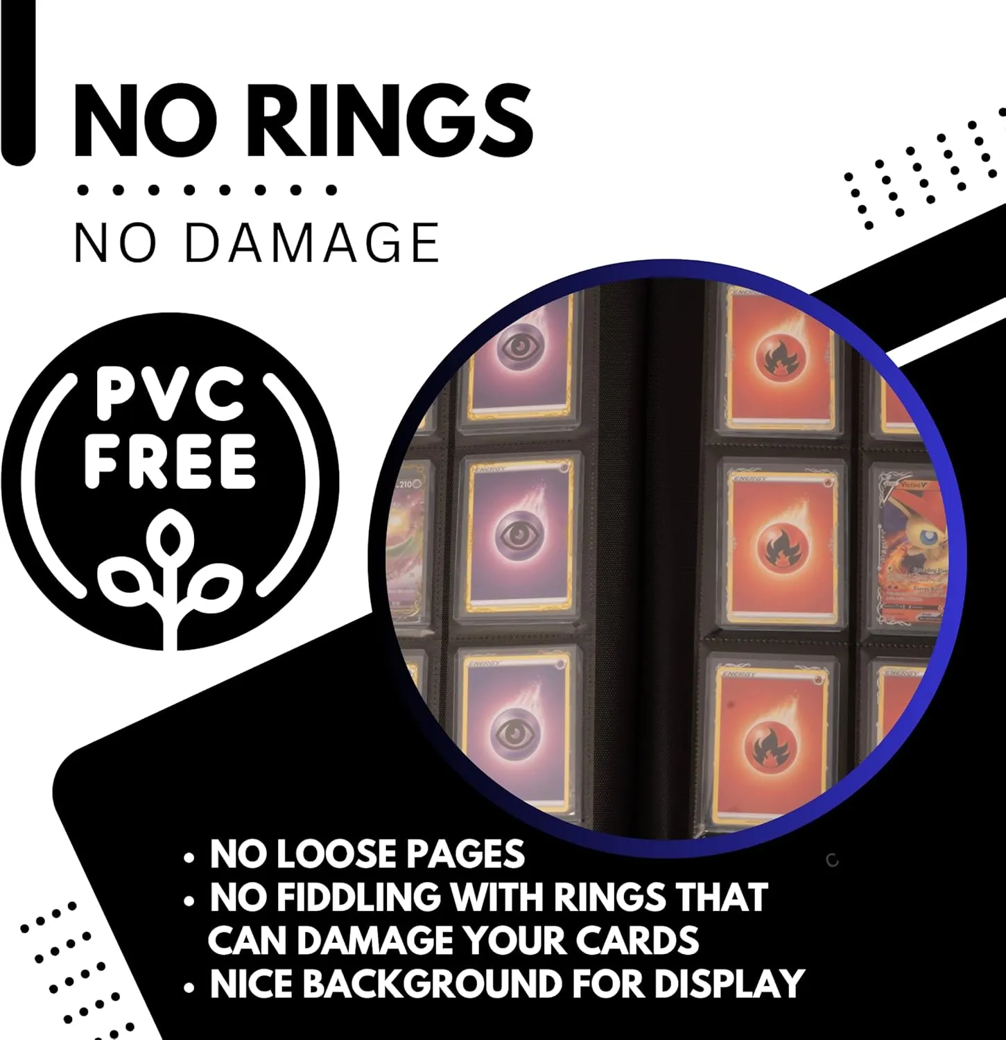 Premium Top Loader Binder for 216 Cards - Non-Tenting 9 Pocket Double Sided Design - Zipper-Enclosed Ringless Toploader Binder (Vintage, Black Interior, 216 Cards)