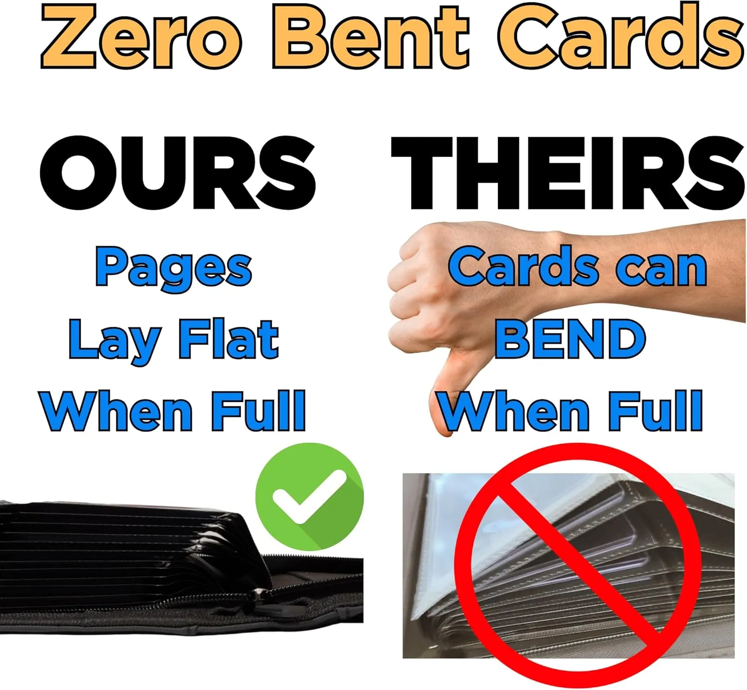 Premium Top Loader Binder for 216 Cards - Non-Tenting 9 Pocket Double Sided Design - Zipper-Enclosed Ringless Toploader Binder (Vintage, Black Interior, 216 Cards)