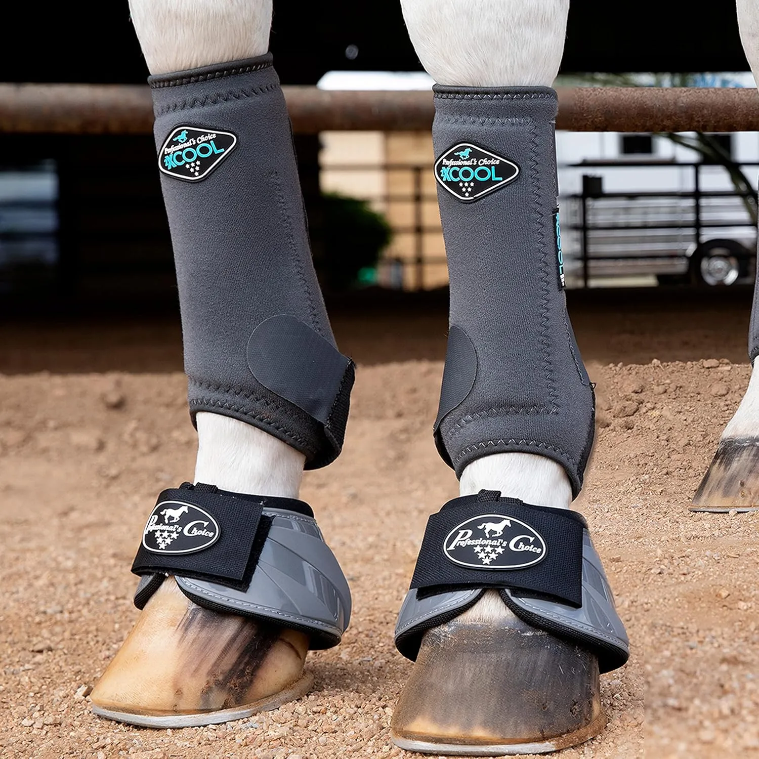 Professional's Choice 2XCOOL Sports Medicine Horse Boots | Protective & Breathable Design for Ultimate Comfort, Durability & Cooling in Active Horses | 2 Pack (Charcoal, Medium)