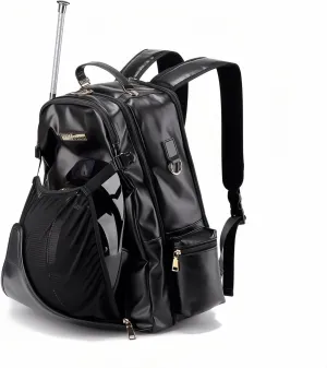PU Leather Equestrian Backpack with Helmet Holder,Boot Bag Equestrian Horse Riding Bag,Waterproof Large Capacity Equestrian Helmet Bag (All Black)