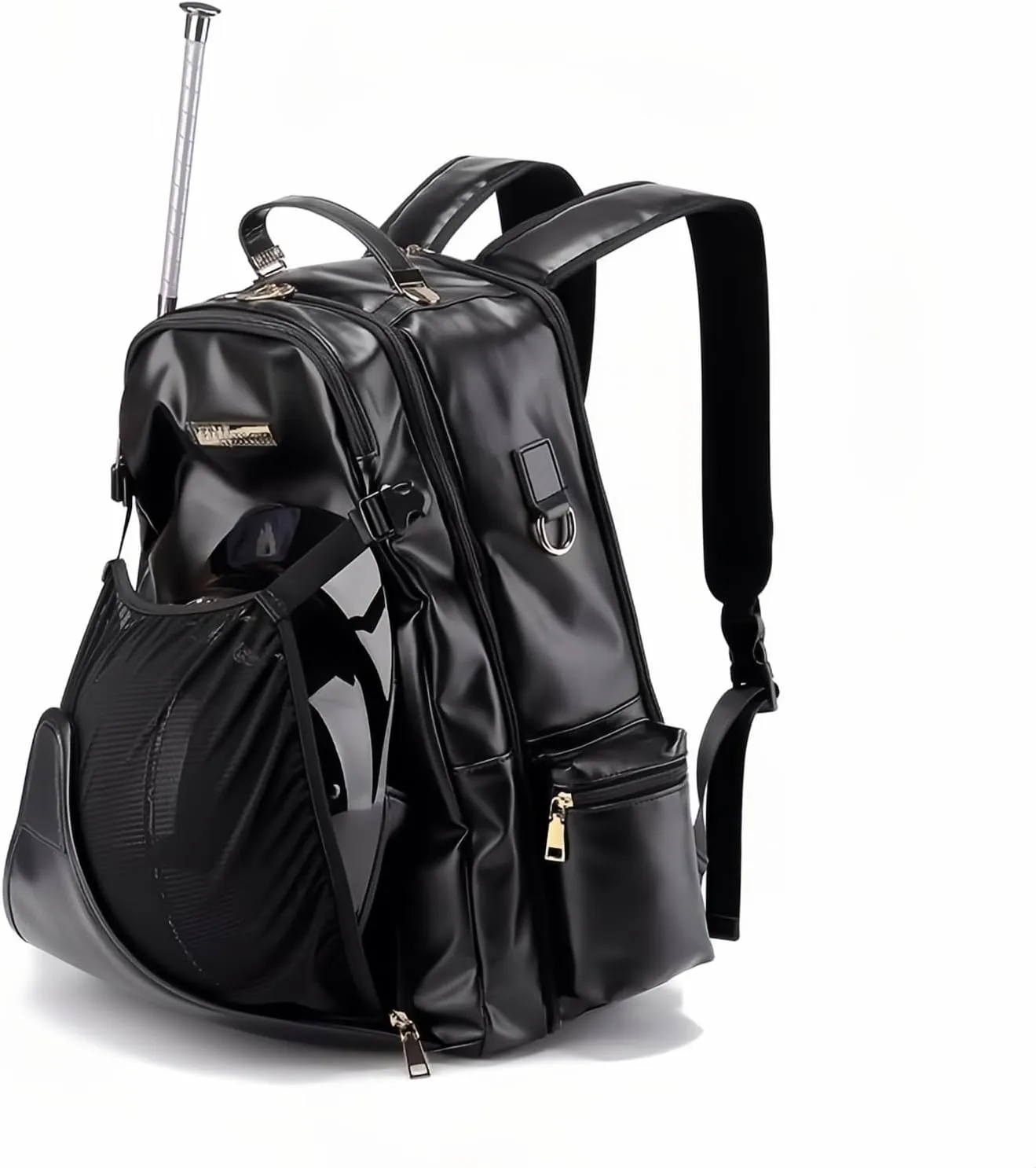 PU Leather Equestrian Backpack with Helmet Holder,Boot Bag Equestrian Horse Riding Bag,Waterproof Large Capacity Equestrian Helmet Bag (All Black)