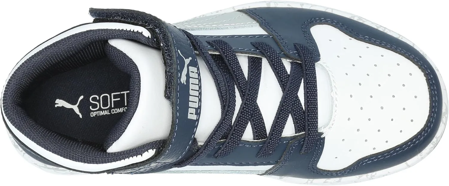 PUMA Kids' Rebound Layup Mid Hook and Loop Sneaker