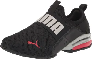 PUMA Mens Axelion Slip On Cross Trainer, PUMA Mens Black-High Risk Red-Gray Violet, 14