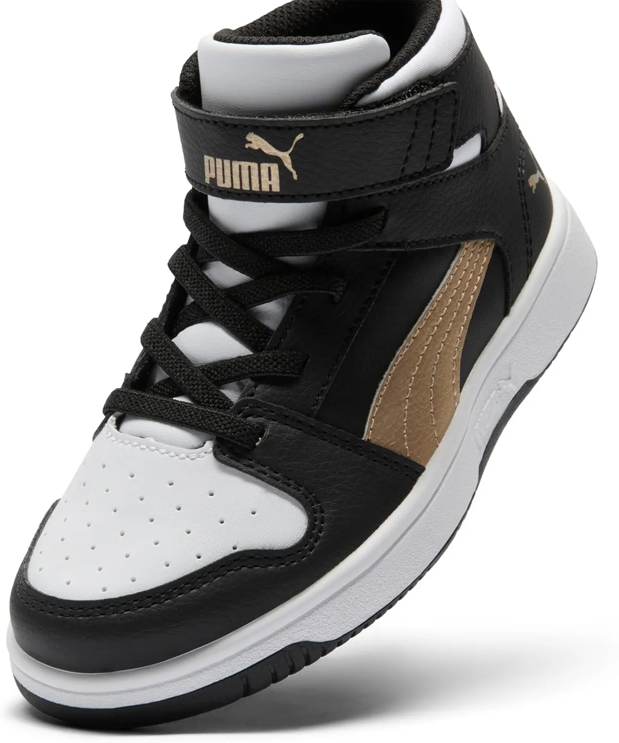PUMA Unisex-Child Rebound Layup Mid Hook and Loop Sneaker