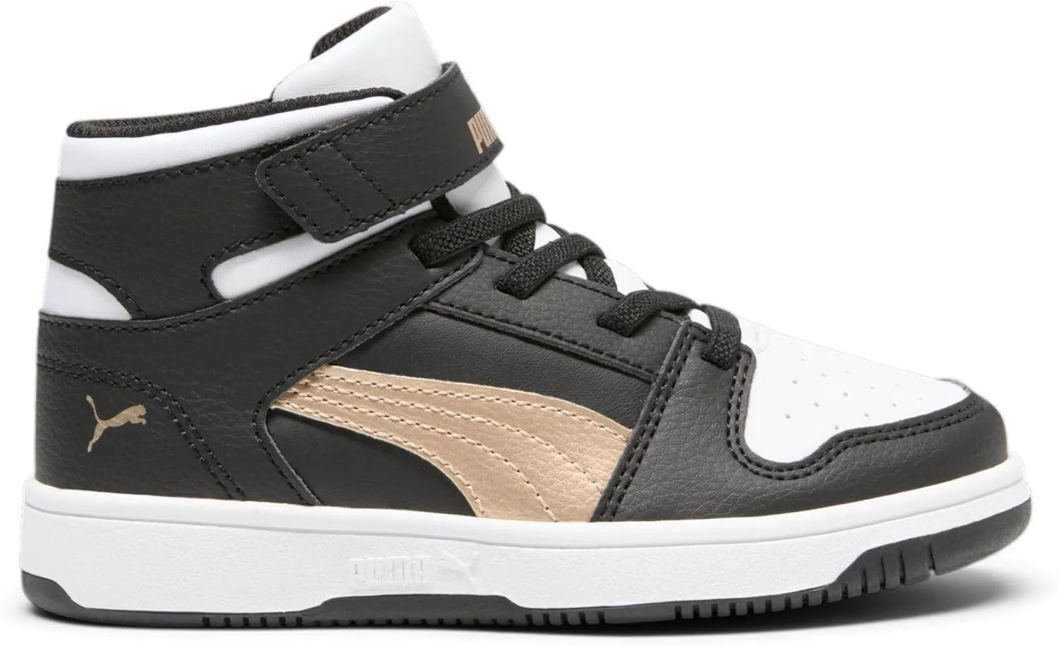 PUMA Unisex-Child Rebound Layup Mid Hook and Loop Sneaker