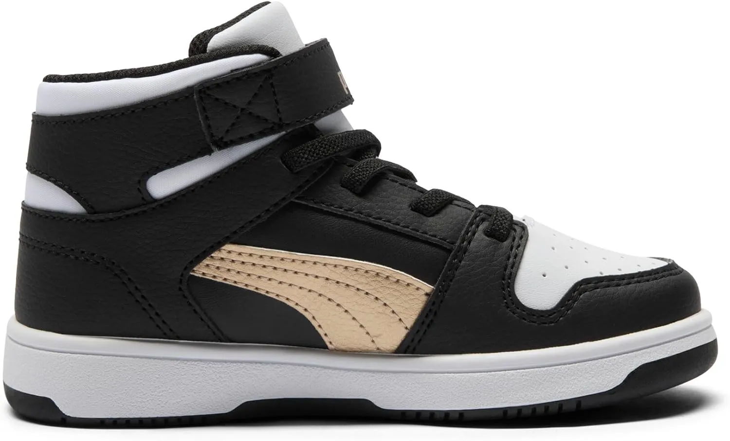 PUMA Unisex-Child Rebound Layup Mid Hook and Loop Sneaker