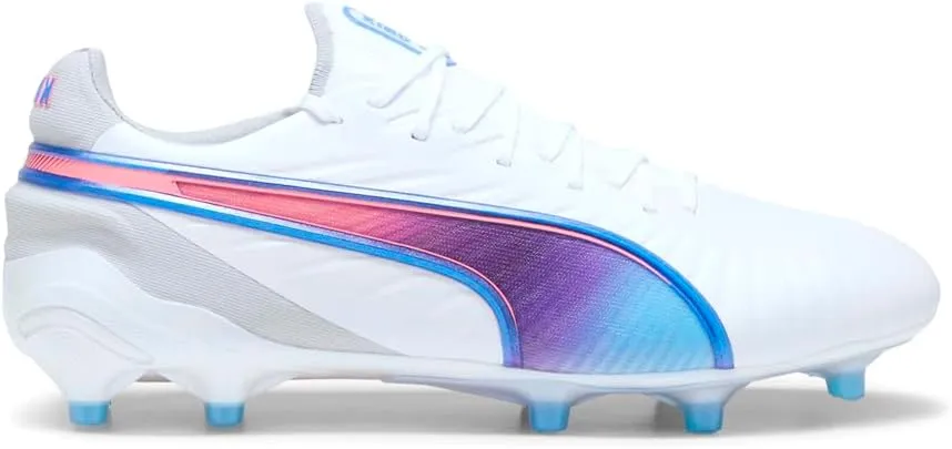 PUMA - Womens King Ultimate Fg/Ag Shoes, Color White/Bluemazing/Flat Light Gray/Suns, Size: 9 M US