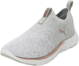 PUMA Women's Softride Remi Slip-On Knit WN's Street Running Shoe, Ash Gray PUMA White Rose Gold, 5 Women