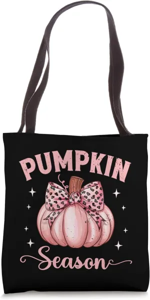 Pumpkin Season Coquette Bow Pumpkin In October We Wear Pink Tote Bag
