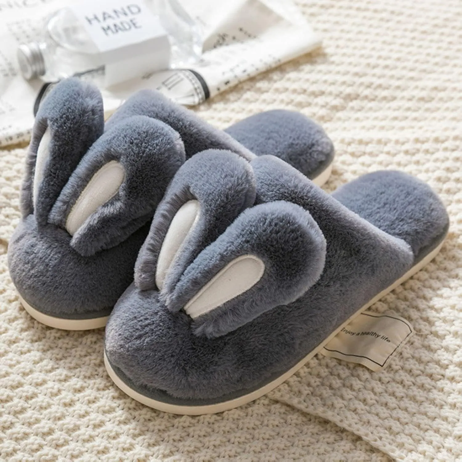 Really Cute Unisex Adult Hard Soled Stuffed Animal Home Slippers Soft Plush Cartoon Animal Slippers Sharp Warm and Toasty Slippers