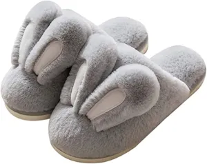 Really Cute Unisex Adult Hard Soled Stuffed Animal Home Slippers Soft Plush Cartoon Animal Slippers Sharp Warm and Toasty Slippers
