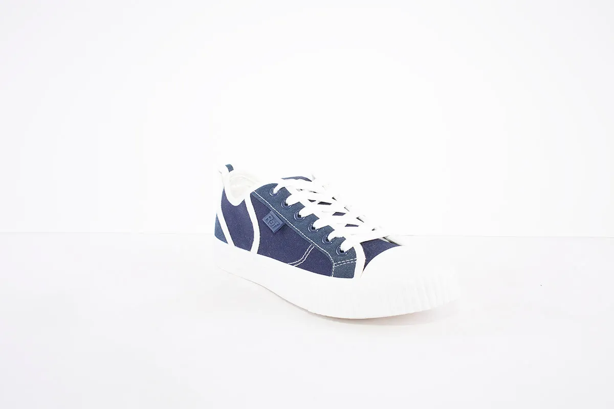 REFRESH - 79186 FLAT LACED CANVAS FASHION SHOE - NAVY/WHITE