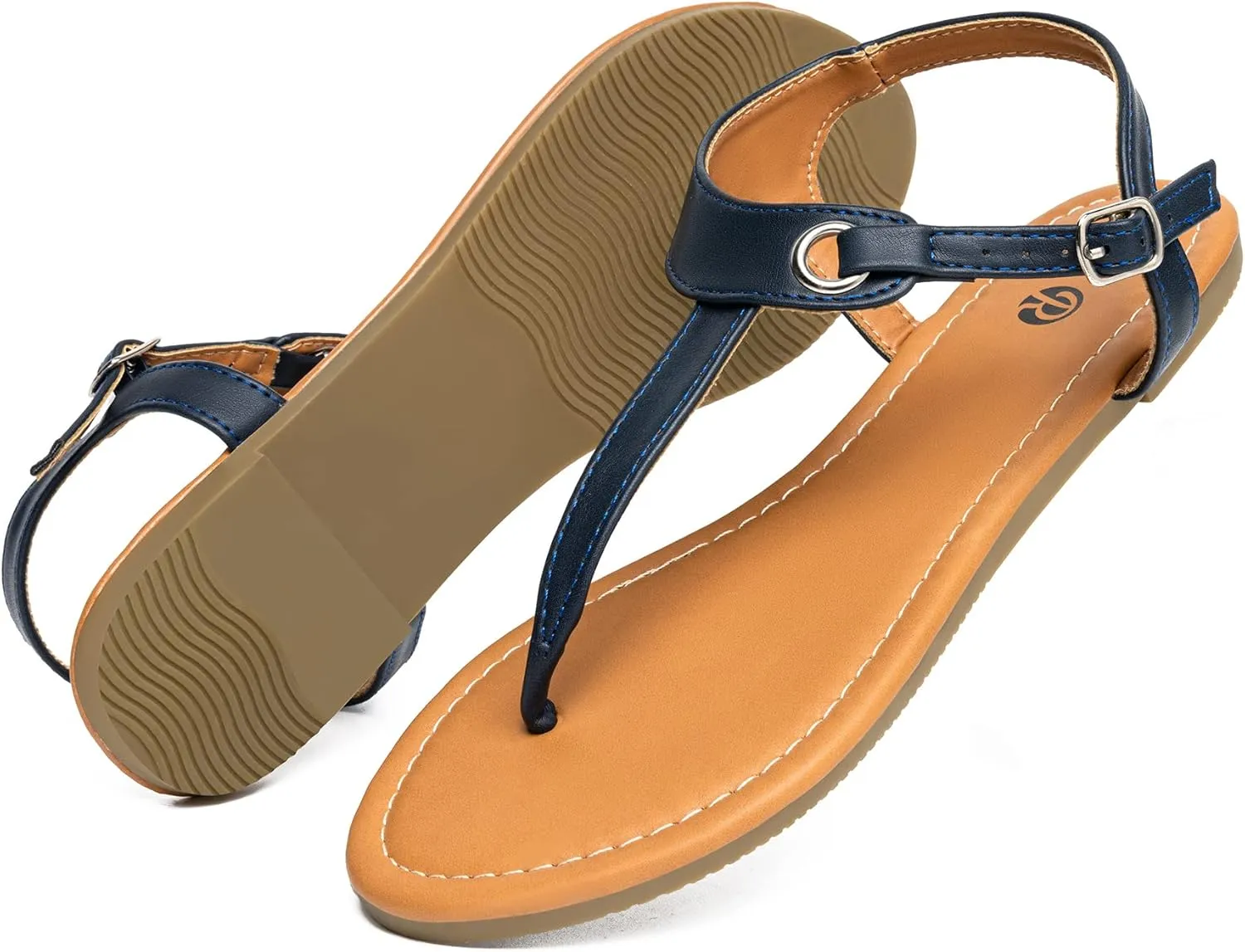 Rekayla Flat Thong Sandals with T-Strap and Adjustable Ankle Buckle for Women