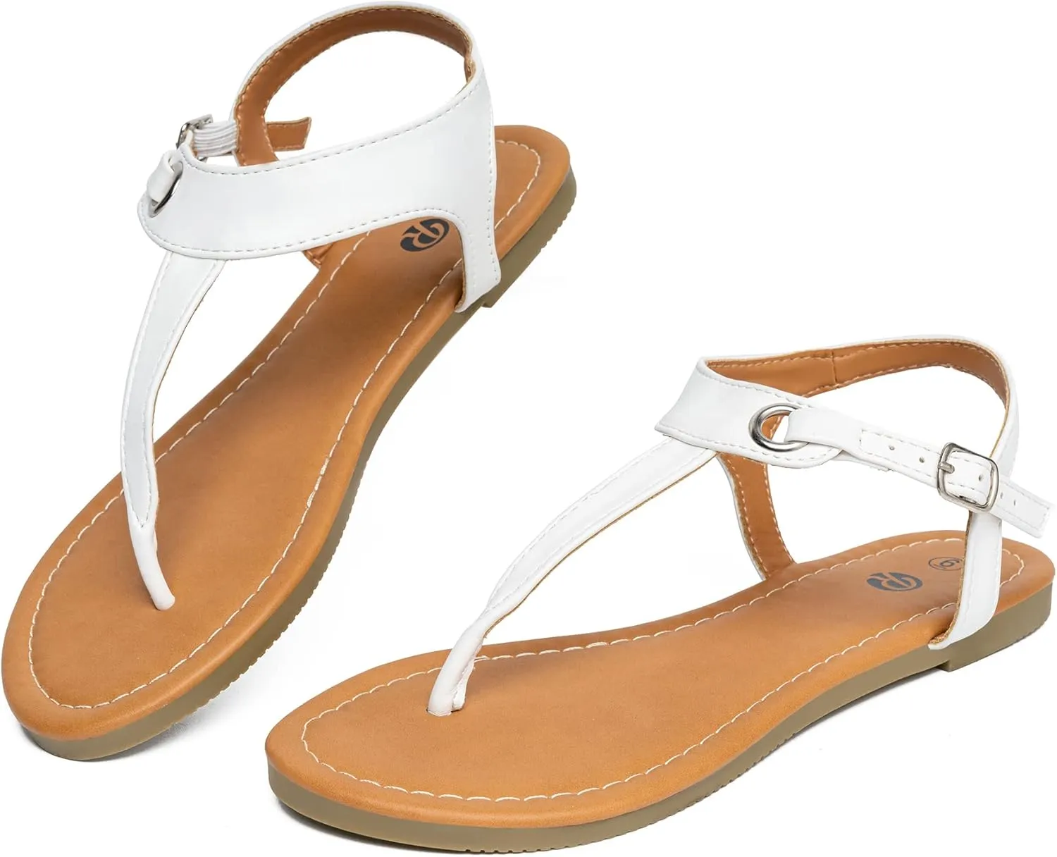 Rekayla Flat Thong Sandals with T-Strap and Adjustable Ankle Buckle for Women