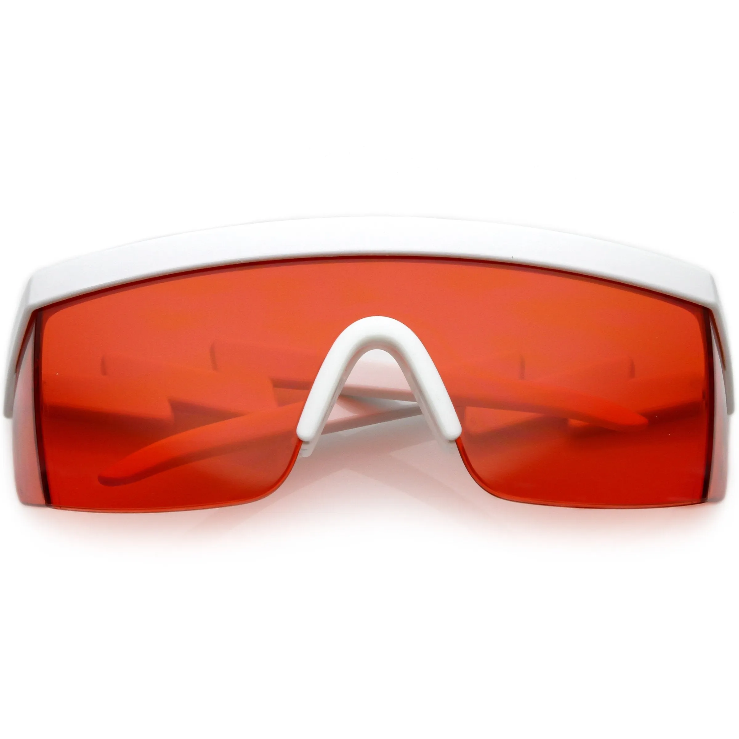 Retro Flat Top Color Tone Half Frame Goggle Shield Sunglasses C546