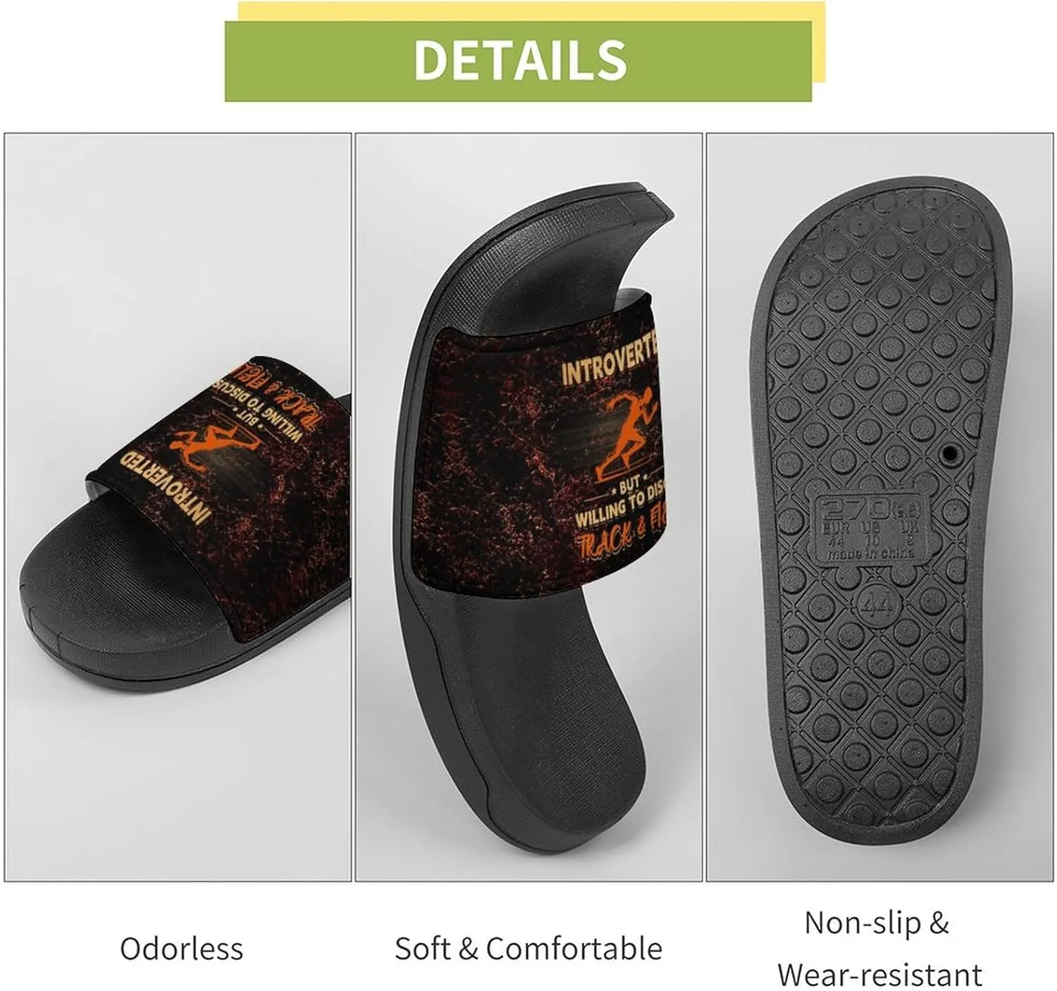 Retro Texture Track And Field Slippers Shower Slipper In-Door Slipper Quick Drying Non-Slip Bathroom Pool Woman Man PVC