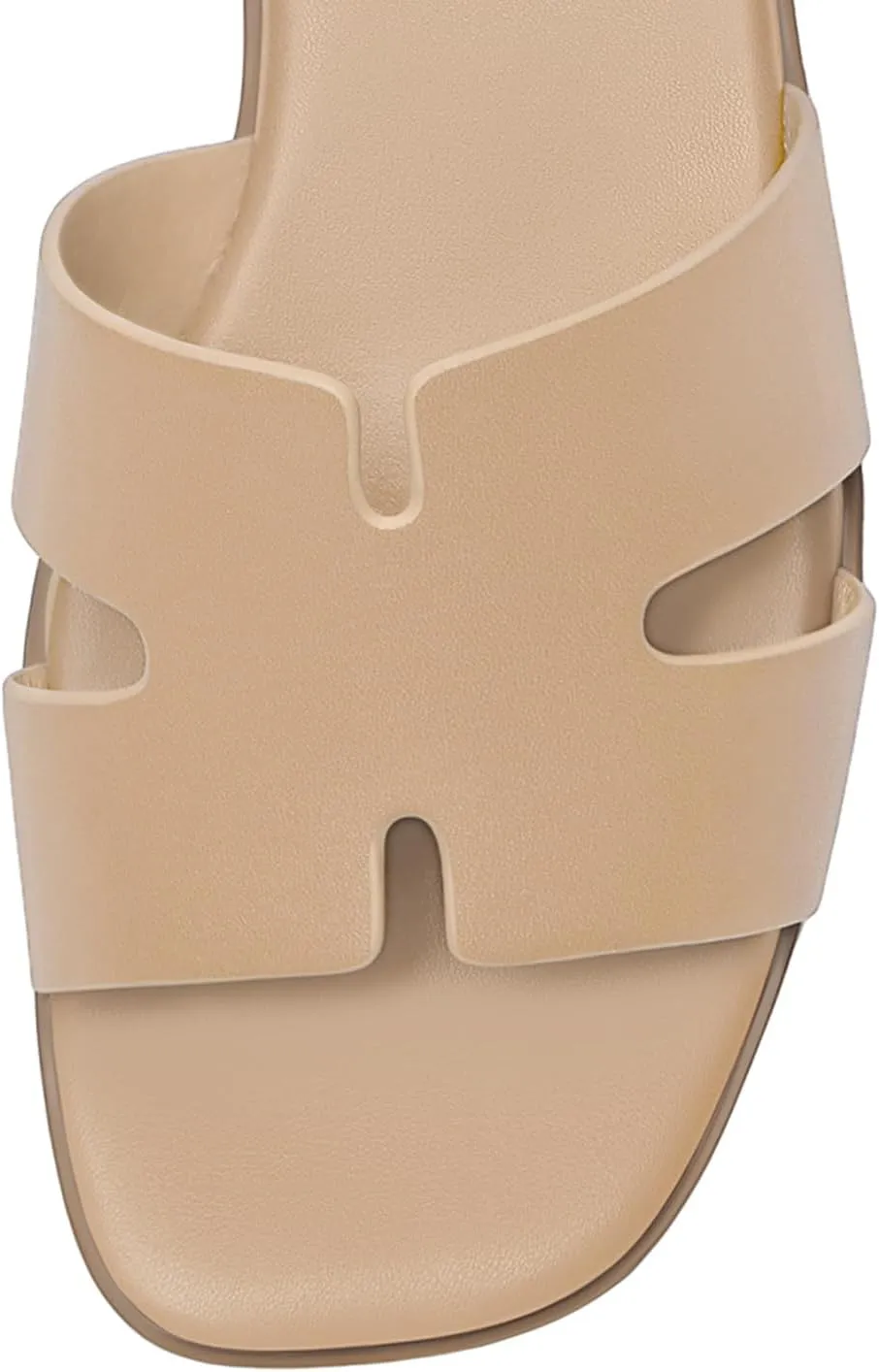 Rihero Women's Dressy Flat Sandals Comfortable Slip On Leather Slide Sandals